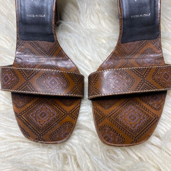 Authentic Prada Black Brown Embroidered Ankle Strap Platform - Picture 2 of 11